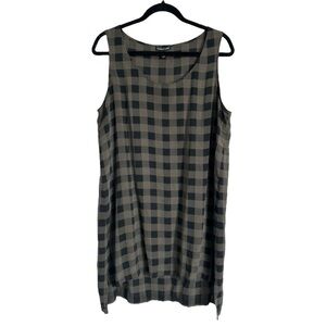 Eileen Fisher Black and Taupe Buffalo Plaid Sleeveless Tunic